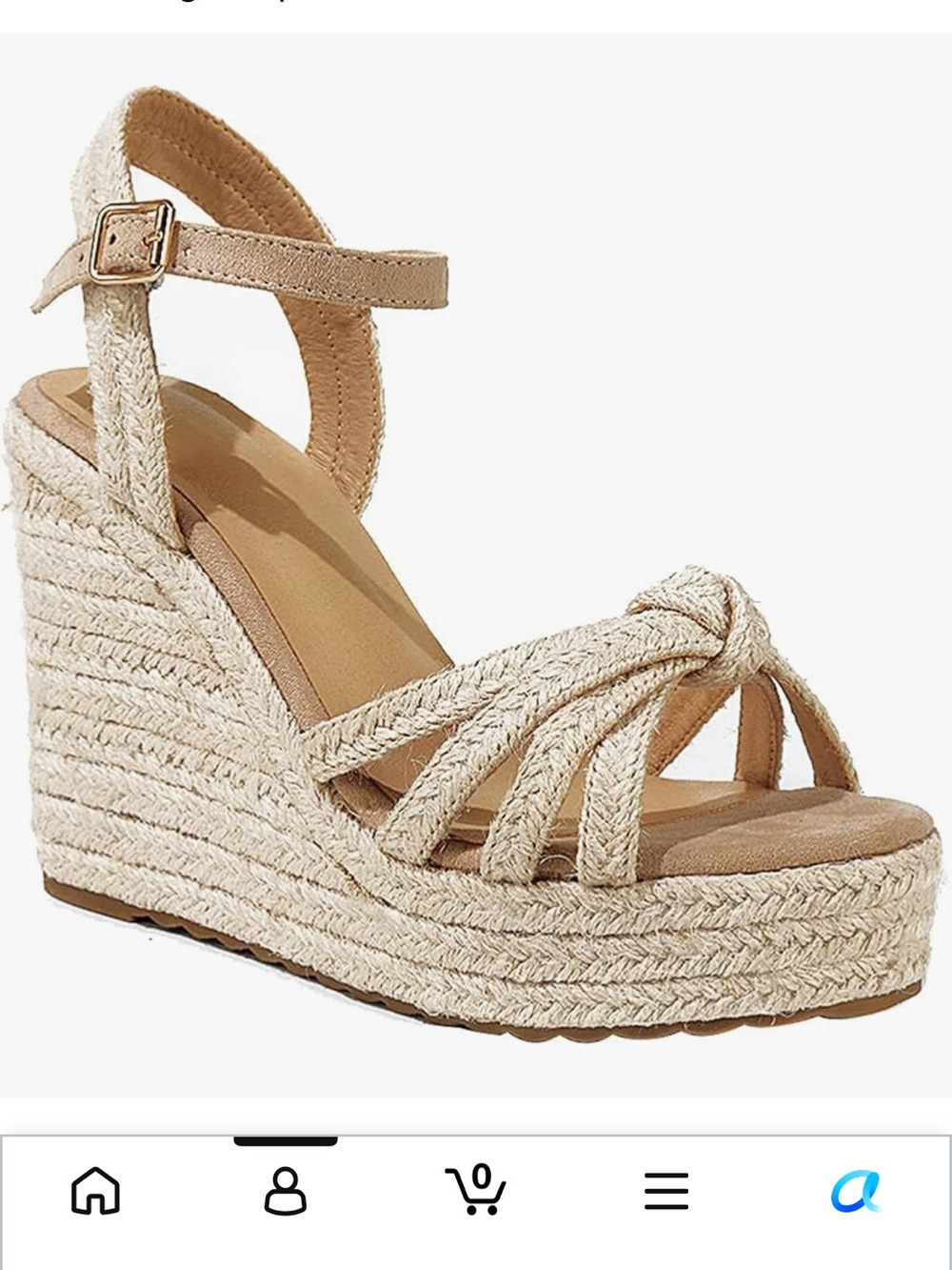 Neutral Espadrille Wedge Sandals with Ankle Strap